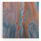 Fluid Acrylic Wall Decor – Rust & Blue Swirling Abstract Canvas