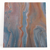 Fluid Acrylic Wall Decor – Rust & Blue Swirling Abstract Canvas