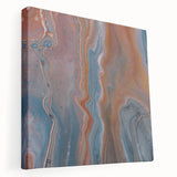 Fluid Acrylic Wall Decor – Rust & Blue Swirling Abstract Canvas