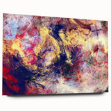 Large Abstract Wall Decor – Cosmic Swirl in Gold, Red & Navy