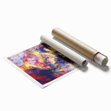 Large Abstract Wall Decor – Cosmic Swirl in Gold, Red & Navy