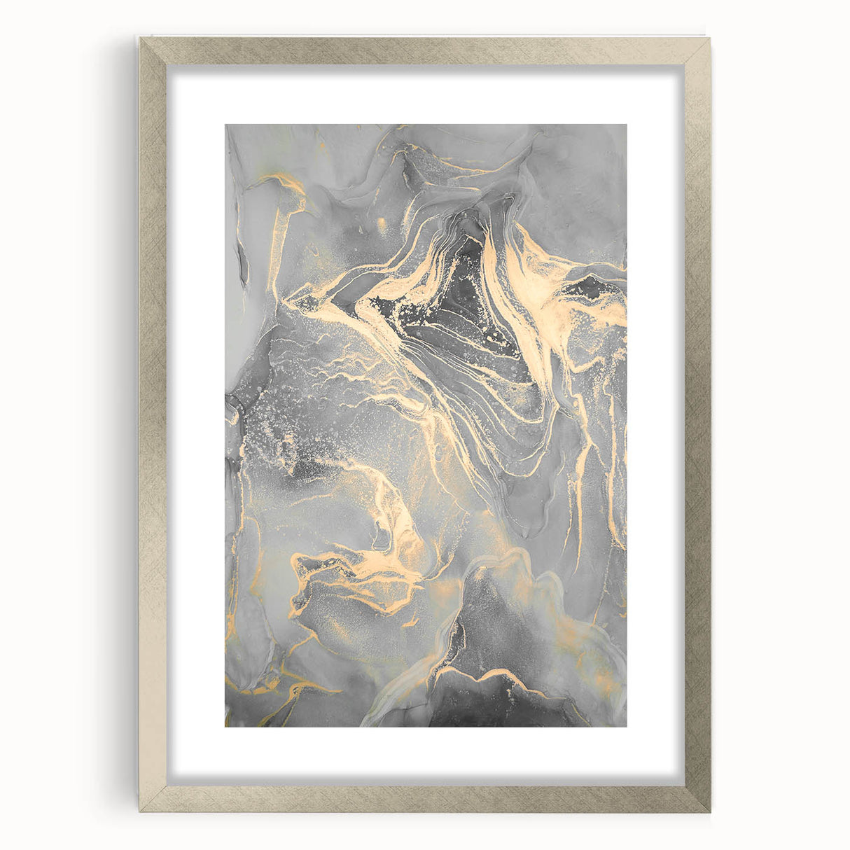 Contemporary Luxury Abstract Paintings – Gray & Gold Canvas