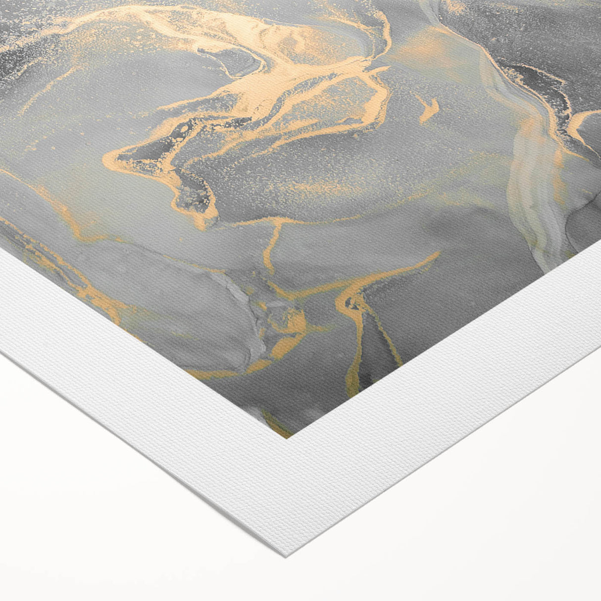 Contemporary Luxury Abstract Paintings – Gray & Gold Canvas