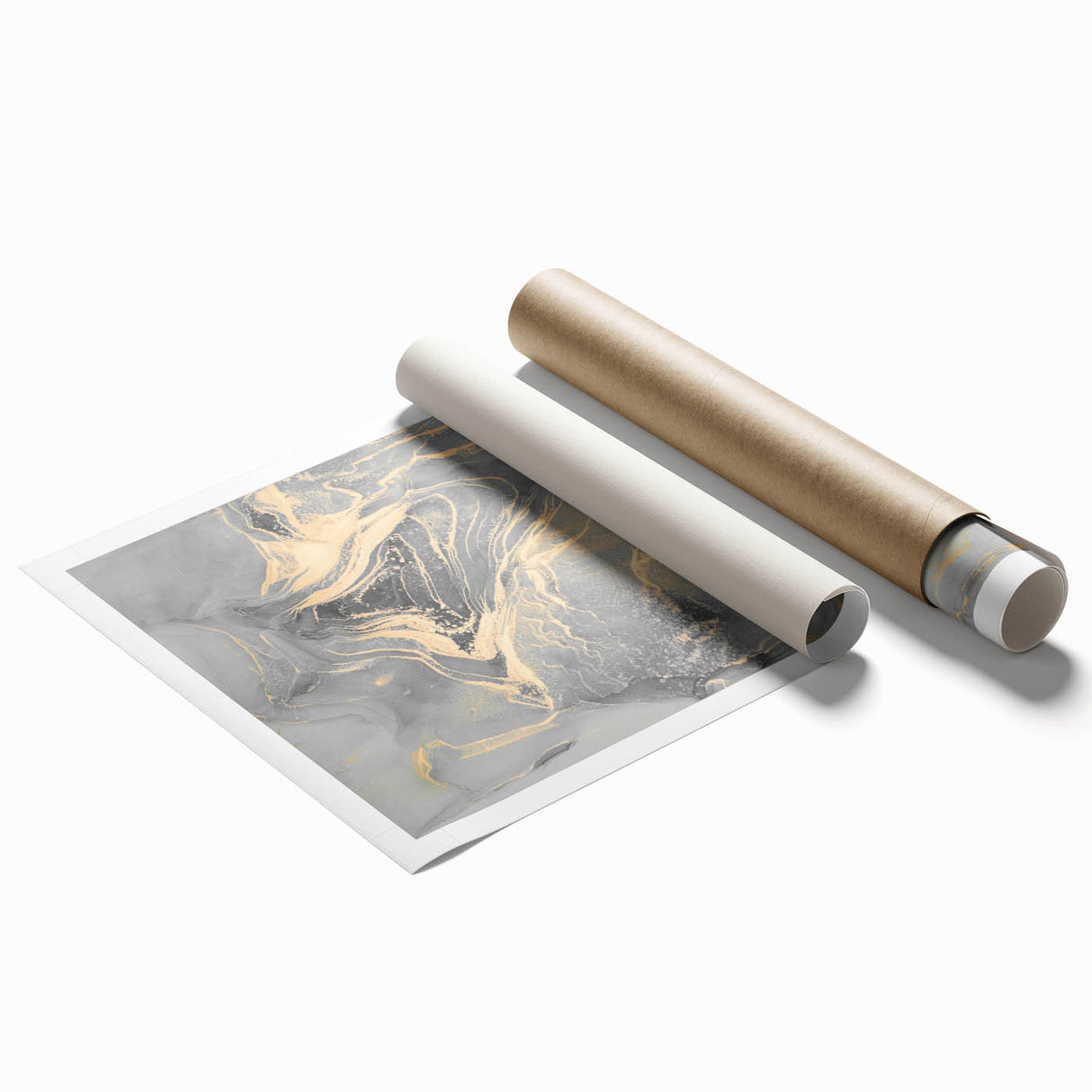Contemporary Luxury Abstract Paintings – Gray & Gold Canvas