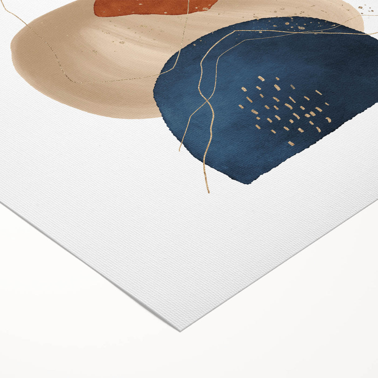 Geometric Minimalist Abstract Wall Art – Navy, Orange & Beige Print