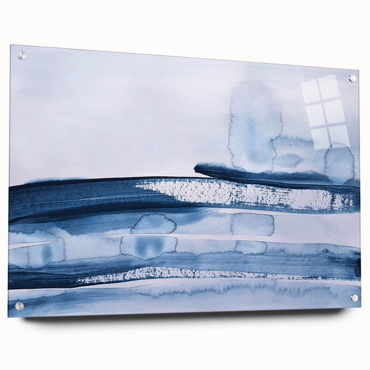 Serene Moody Modern Wall Art – Abstract Blue & White Canvas Print