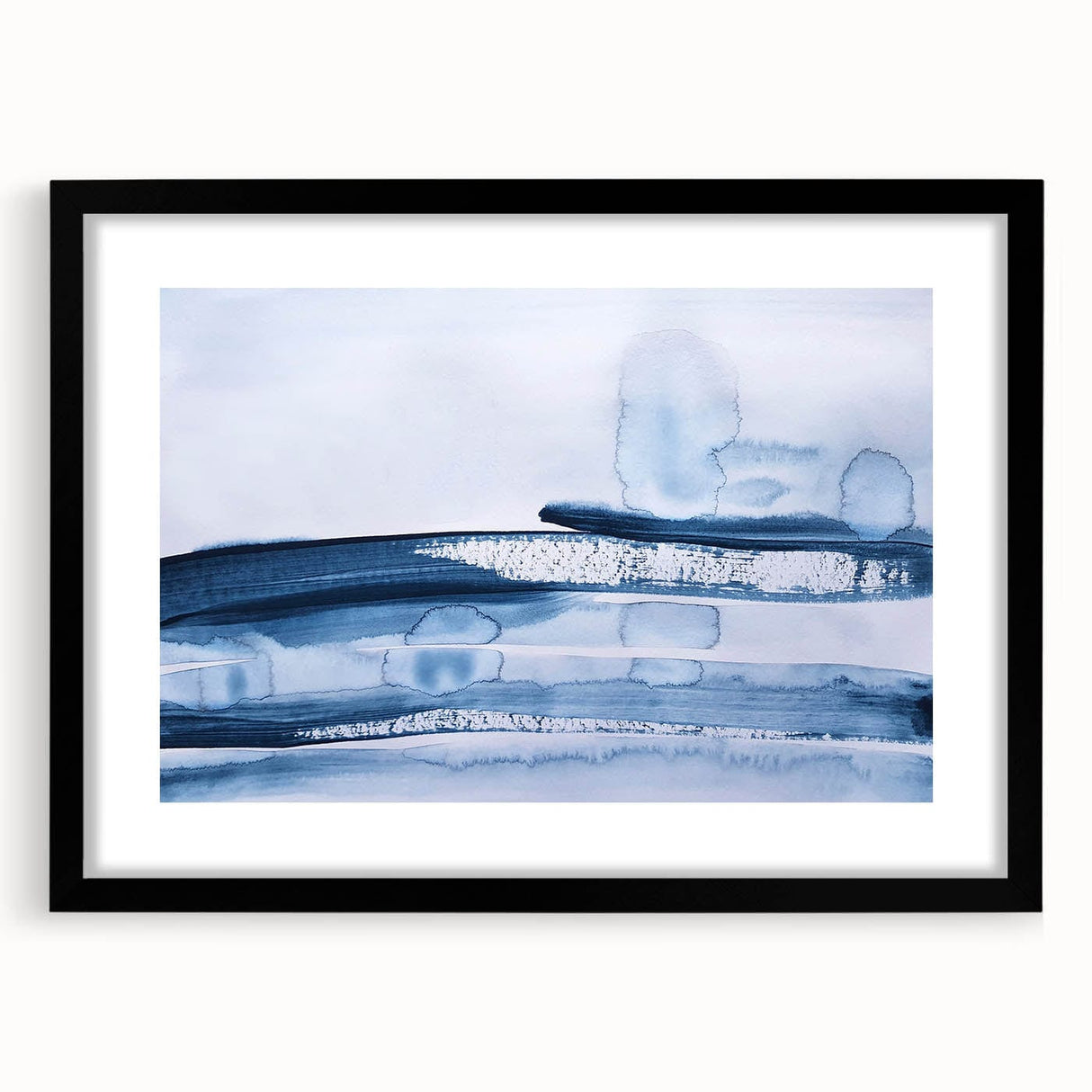 Serene Moody Modern Wall Art – Abstract Blue & White Canvas Print