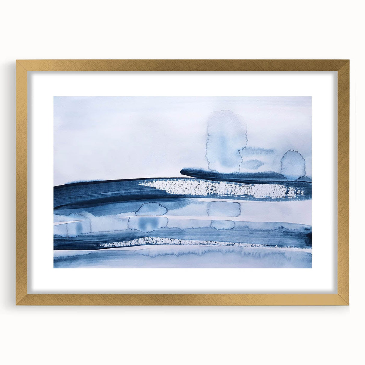 Serene Moody Modern Wall Art – Abstract Blue & White Canvas Print