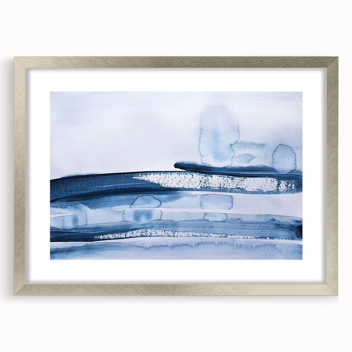 Serene Moody Modern Wall Art – Abstract Blue & White Canvas Print