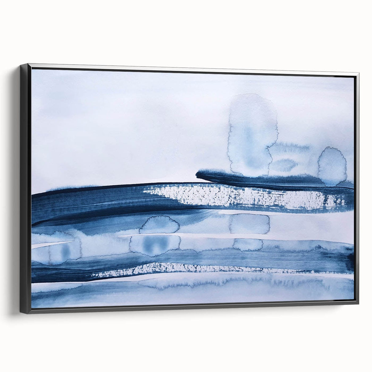 Serene Moody Modern Wall Art – Abstract Blue & White Canvas Print