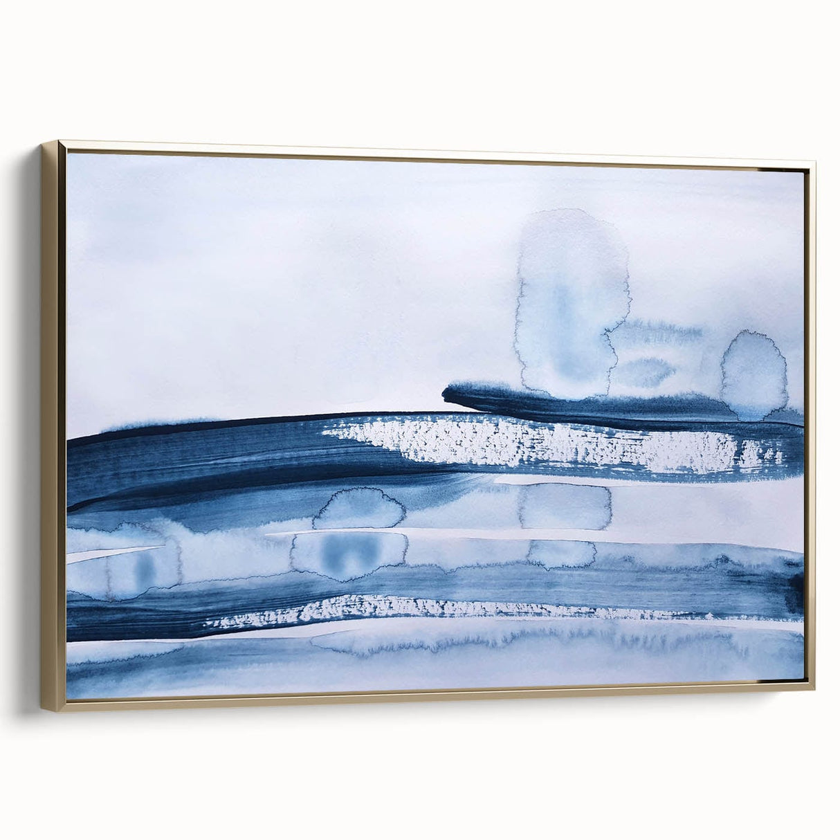 Serene Moody Modern Wall Art – Abstract Blue & White Canvas Print