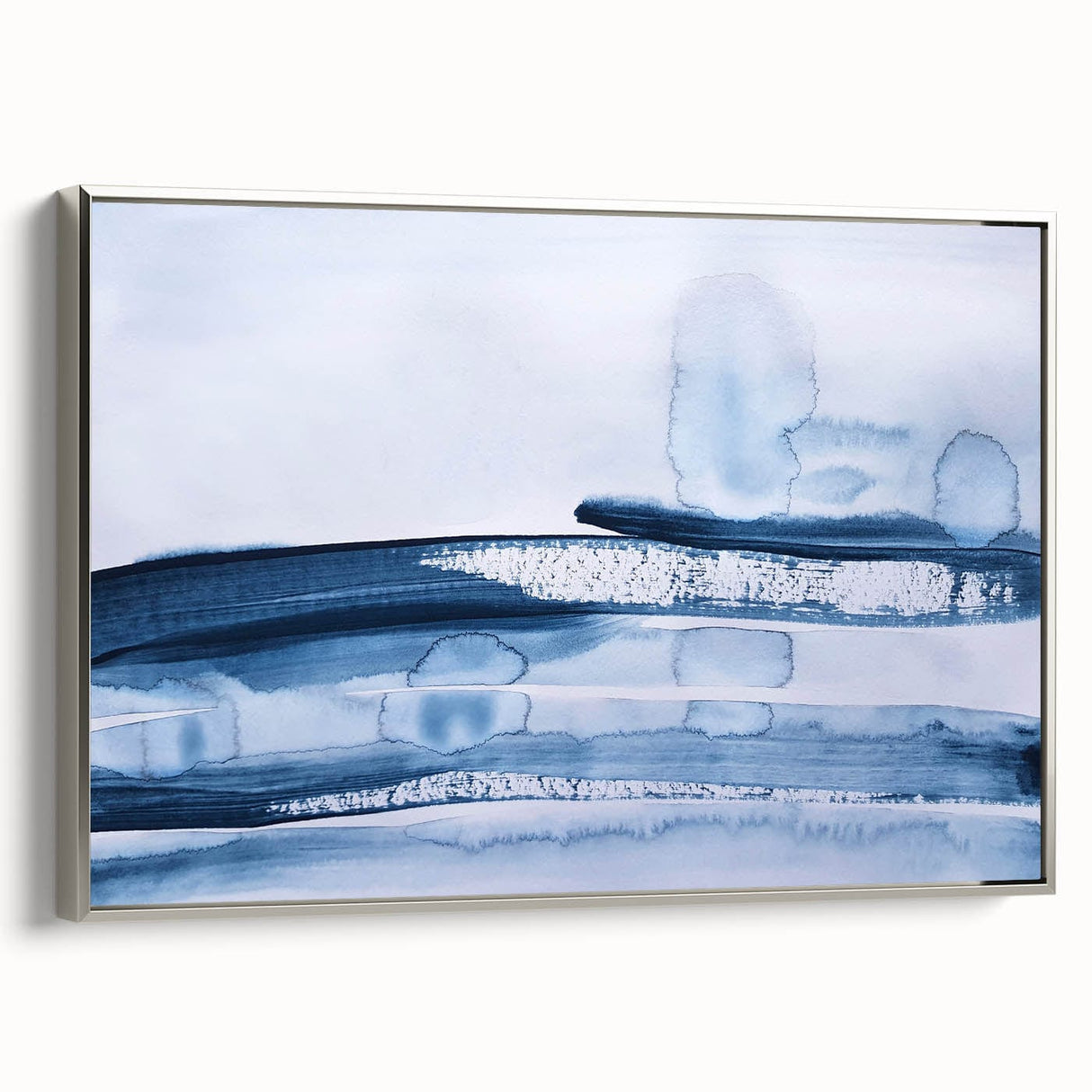 Serene Moody Modern Wall Art – Abstract Blue & White Canvas Print