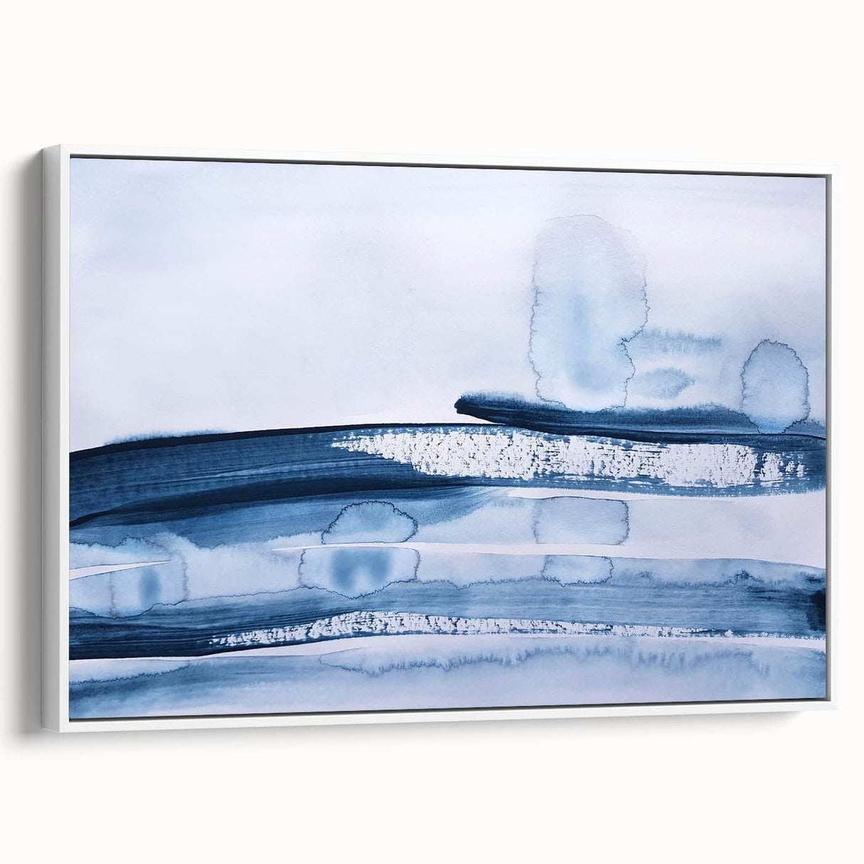 Serene Moody Modern Wall Art – Abstract Blue & White Canvas Print