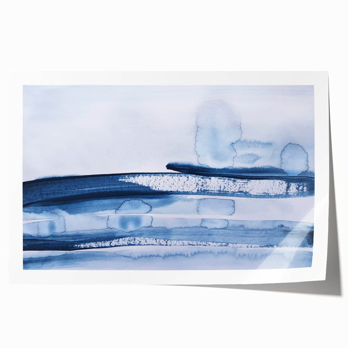 Serene Moody Modern Wall Art – Abstract Blue & White Canvas Print