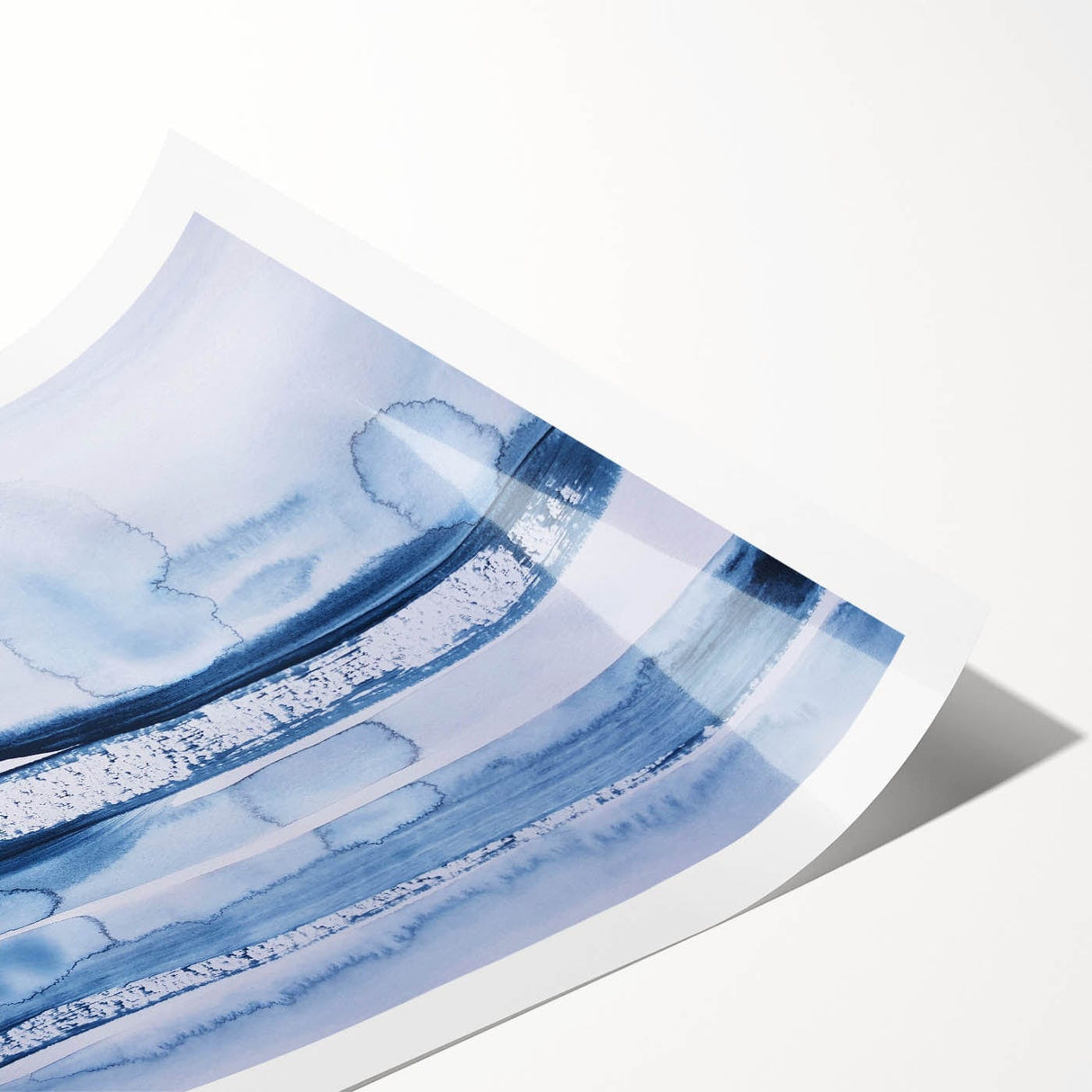 Serene Moody Modern Wall Art – Abstract Blue & White Canvas Print