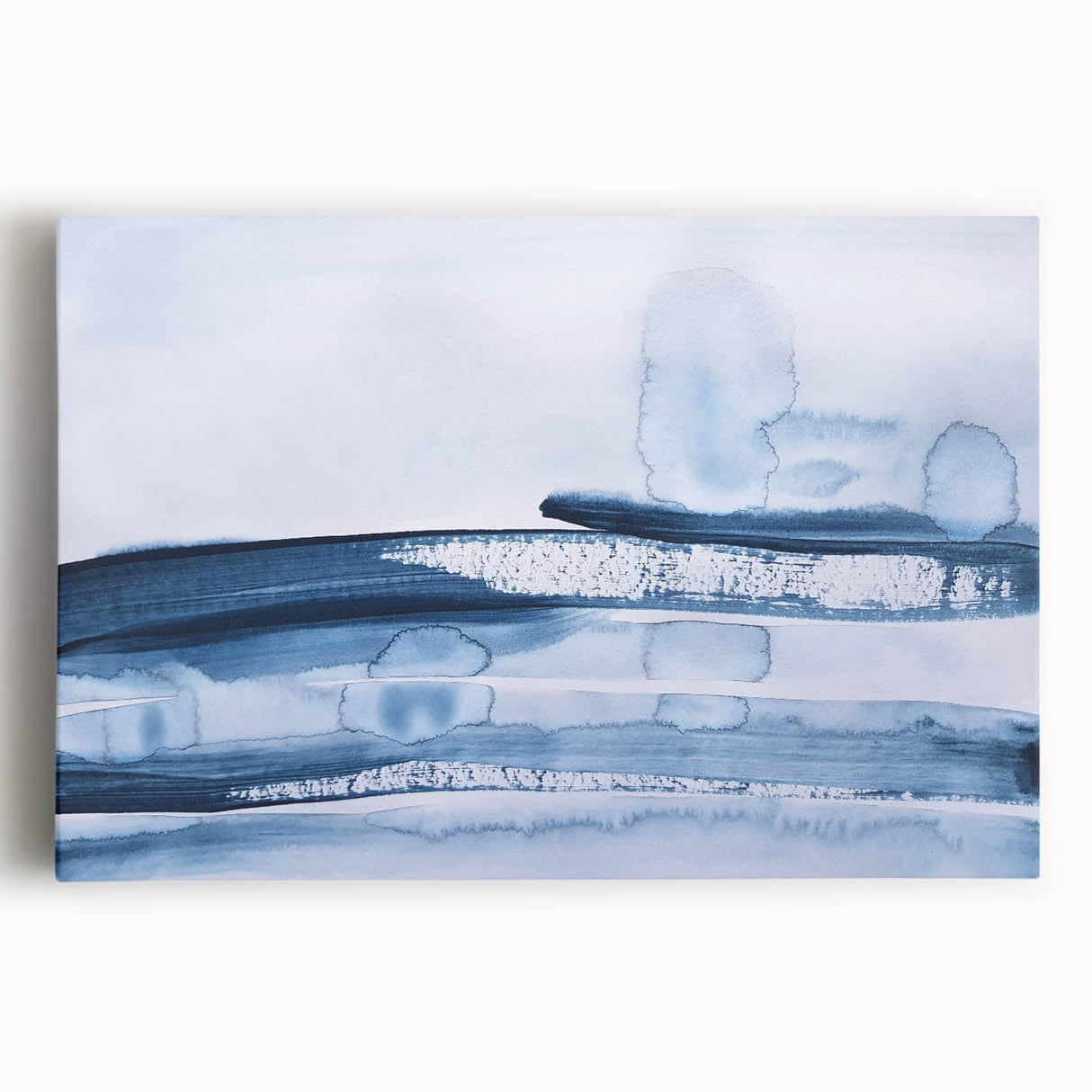 Serene Moody Modern Wall Art – Abstract Blue & White Canvas Print