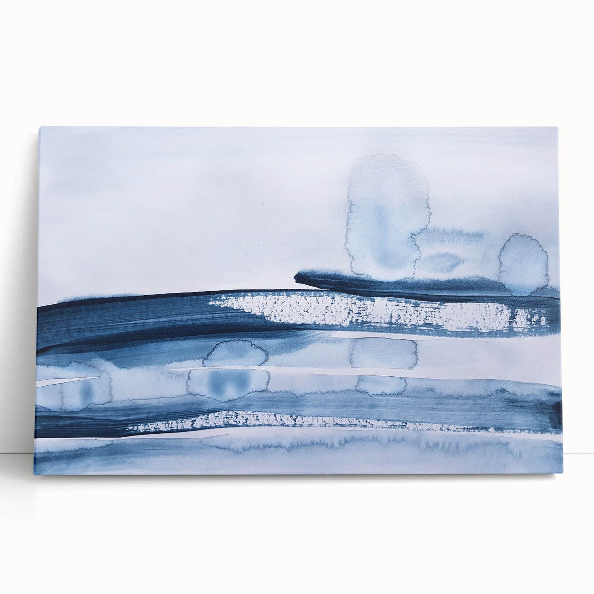 Serene Moody Modern Wall Art – Abstract Blue & White Canvas Print