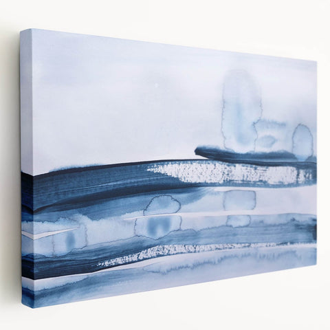 Serene Moody Modern Wall Art – Abstract Blue & White Canvas Print