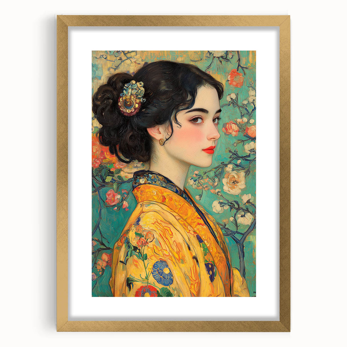 Elegant Abstract Figurative Wall Art – Floral Gold Aesthetic