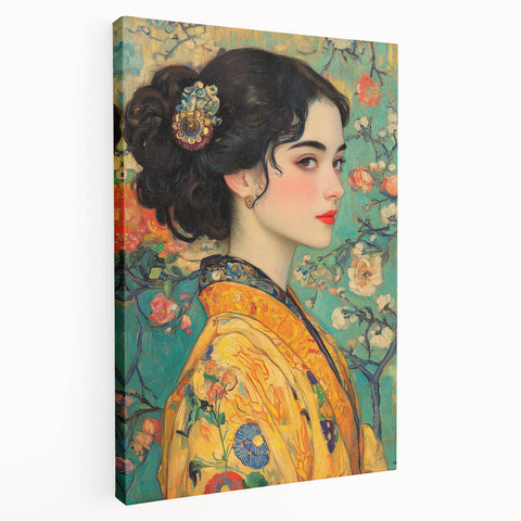 Elegant Abstract Figurative Wall Art – Floral Gold Aesthetic