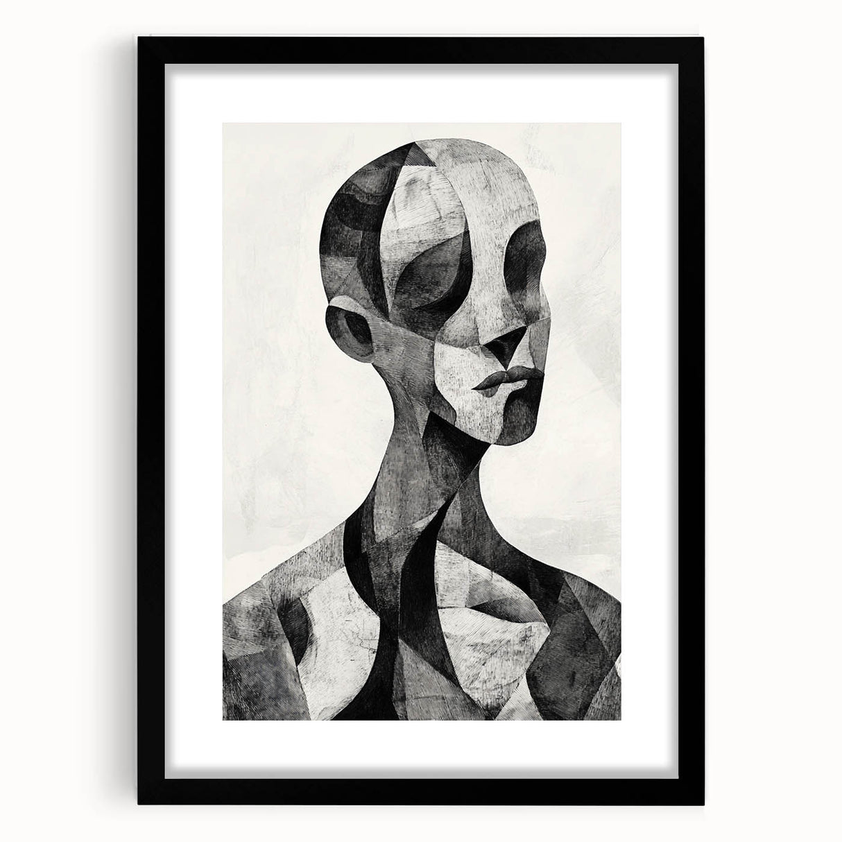 Cubist Abstract Figurative Wall Art – Monochrome Elegance