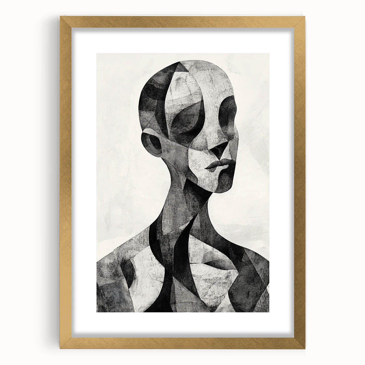 Cubist Abstract Figurative Wall Art – Monochrome Elegance
