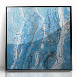 Modern Fluid Abstract Wall Art – Blue & White Acrylic Canvas Print