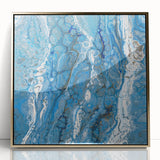 Modern Fluid Abstract Wall Art – Blue & White Acrylic Canvas Print
