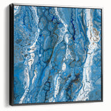 Modern Fluid Abstract Wall Art – Blue & White Acrylic Canvas Print