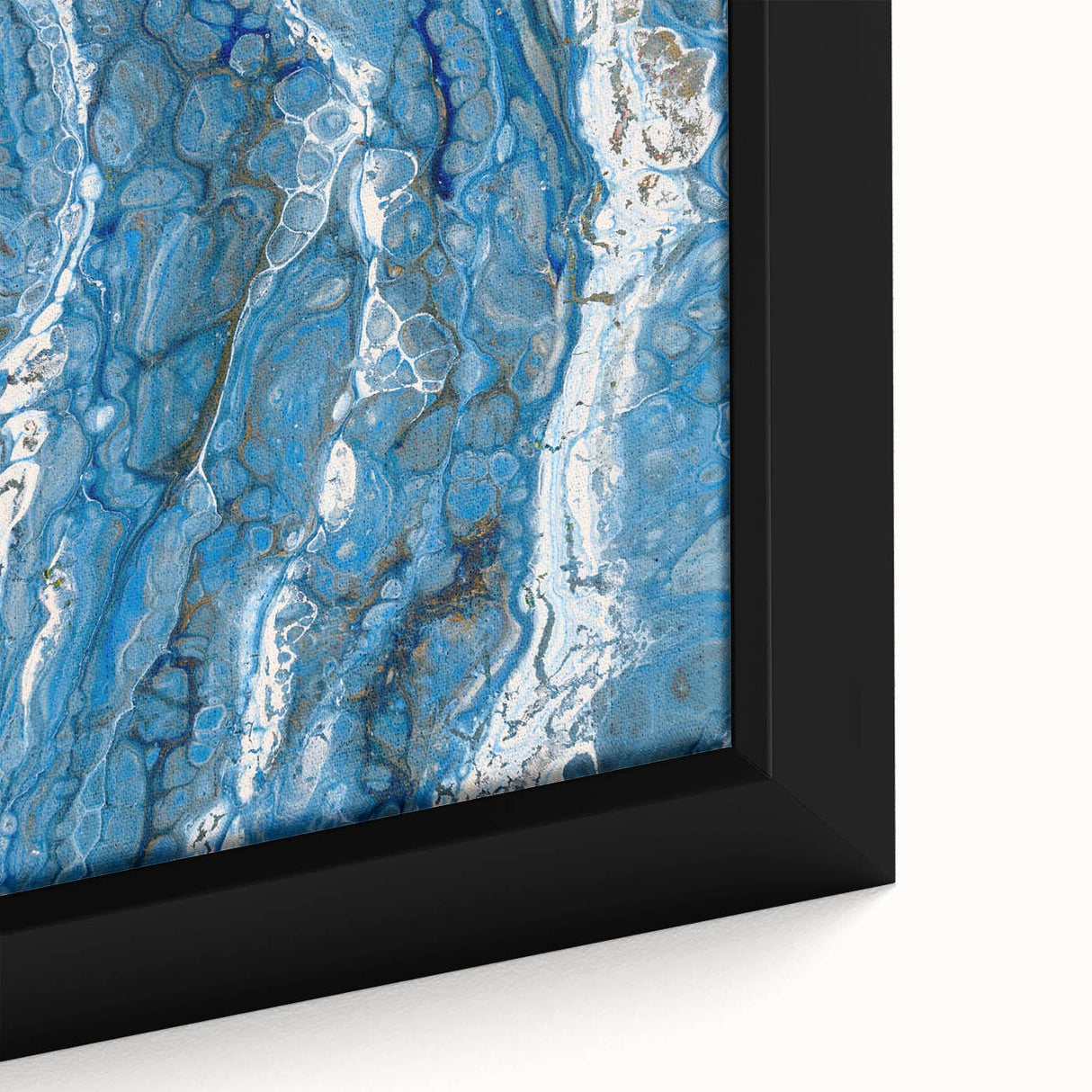 Modern Fluid Abstract Wall Art – Blue & White Acrylic Canvas Print