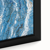 Modern Fluid Abstract Wall Art – Blue & White Acrylic Canvas Print