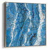 Modern Fluid Abstract Wall Art – Blue & White Acrylic Canvas Print
