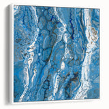 Modern Fluid Abstract Wall Art – Blue & White Acrylic Canvas Print