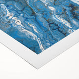 Modern Fluid Abstract Wall Art – Blue & White Acrylic Canvas Print