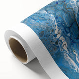 Modern Fluid Abstract Wall Art – Blue & White Acrylic Canvas Print