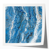 Modern Fluid Abstract Wall Art – Blue & White Acrylic Canvas Print