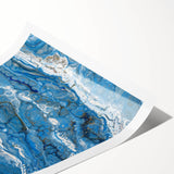 Modern Fluid Abstract Wall Art – Blue & White Acrylic Canvas Print