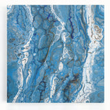 Modern Fluid Abstract Wall Art – Blue & White Acrylic Canvas Print