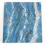 Modern Fluid Abstract Wall Art – Blue & White Acrylic Canvas Print