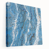 Modern Fluid Abstract Wall Art – Blue & White Acrylic Canvas Print