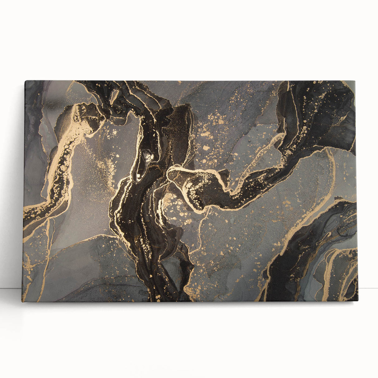 Sophisticated Abstract Art Designs – Black & Gold Canvas Print