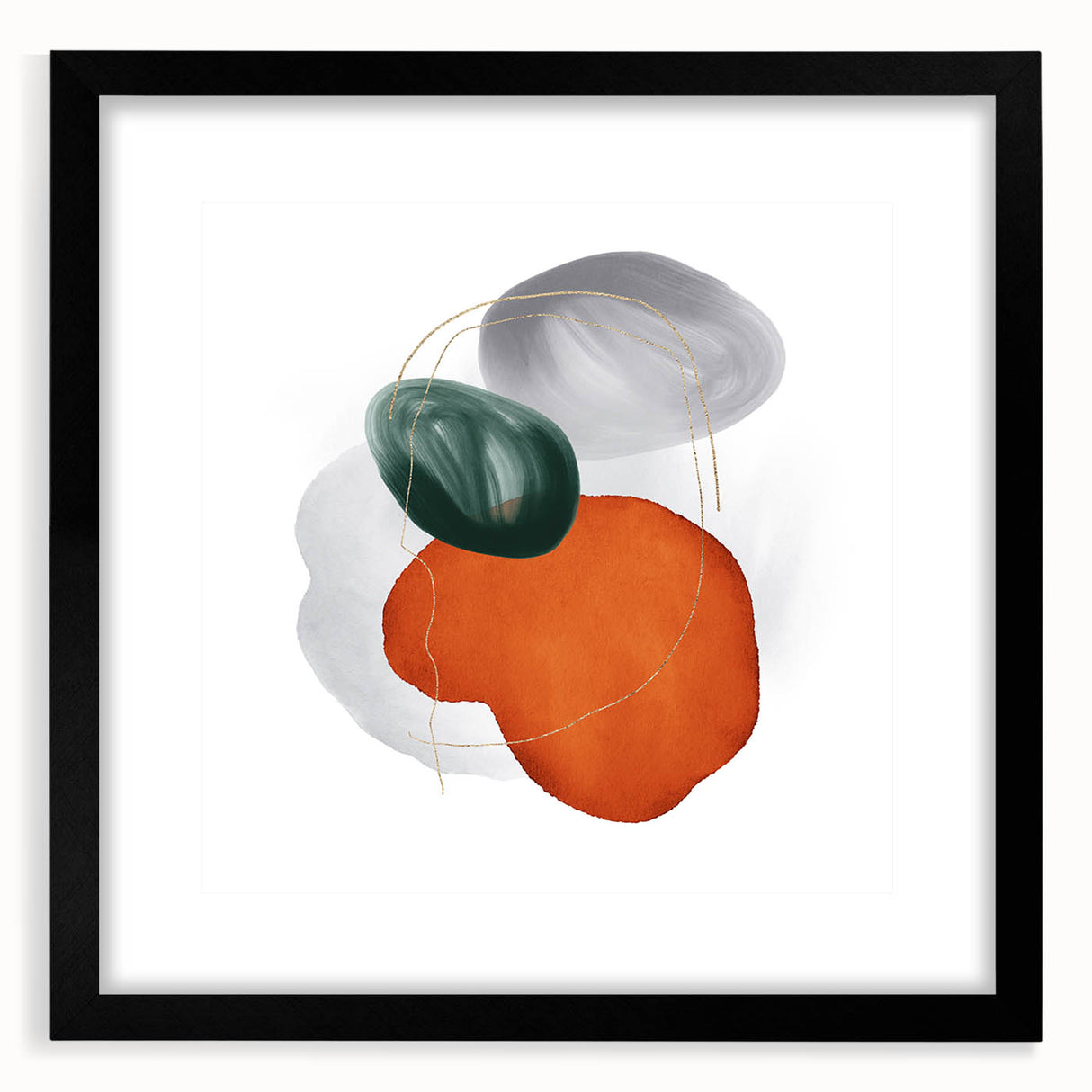 Modern Geometric Wall Decor – Orange, Forest Green & Gray Abstract