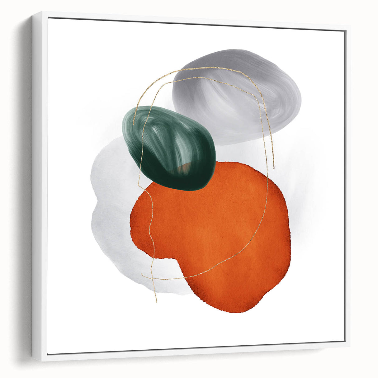 Modern Geometric Wall Decor – Orange, Forest Green & Gray Abstract