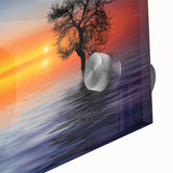 Minimalist Landscape Wall Art – Tree Silhouette with Sunset Reflections