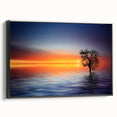 Minimalist Landscape Wall Art – Tree Silhouette with Sunset Reflections