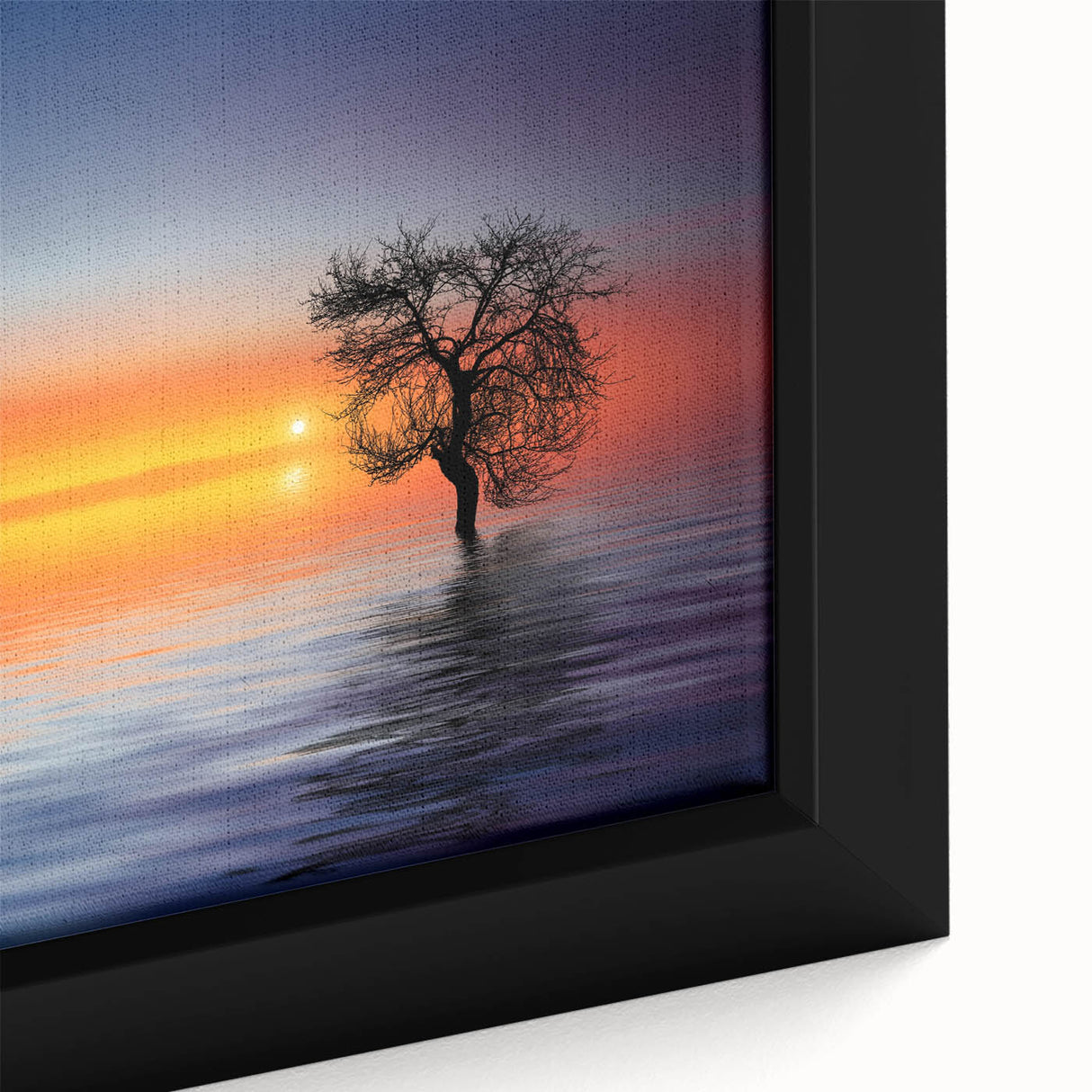 Minimalist Landscape Wall Art – Tree Silhouette with Sunset Reflections