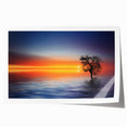 Minimalist Landscape Wall Art – Tree Silhouette with Sunset Reflections