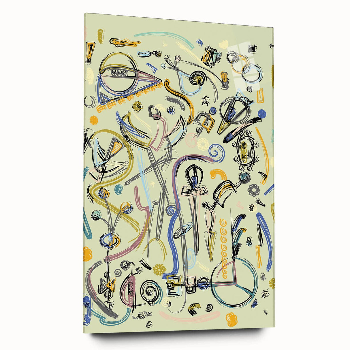 Energetic Moody Modern Wall Art – Abstract Lime & Blue Canvas