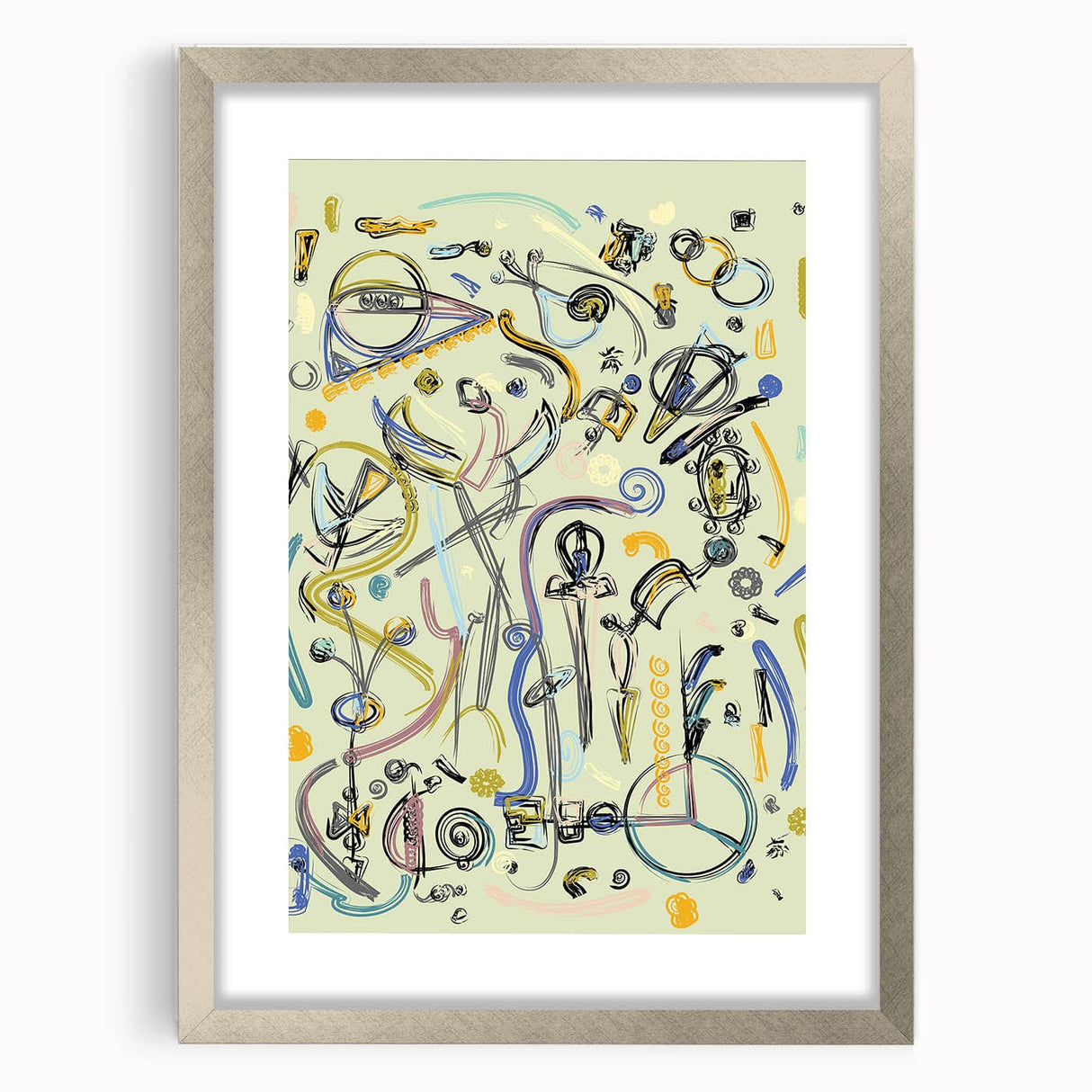 Energetic Moody Modern Wall Art – Abstract Lime & Blue Canvas