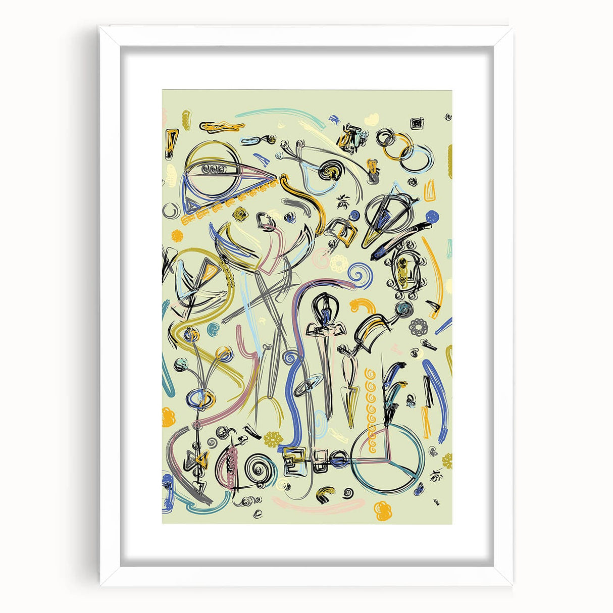 Energetic Moody Modern Wall Art – Abstract Lime & Blue Canvas